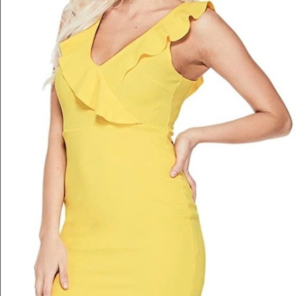 GUESS yellow Monroe Ruffle mini dress BNWT sz XS - Picture 1 of 4